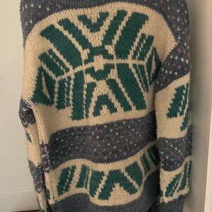 Vintage Knit Sweater with Geometric Patterns